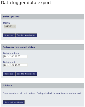 Selecting the period for the data export
