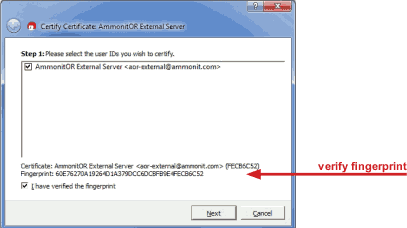 Verifying the fingerprint