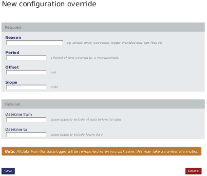 Overriding a sensor configuration (Anemometer)