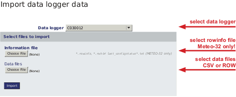 Manual upload of Meteo-32 data