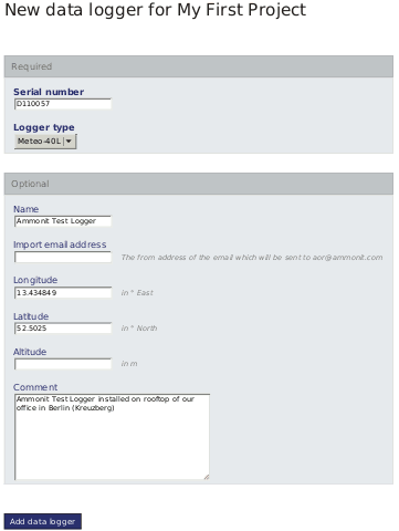 Adding a new Meteo-40 data logger