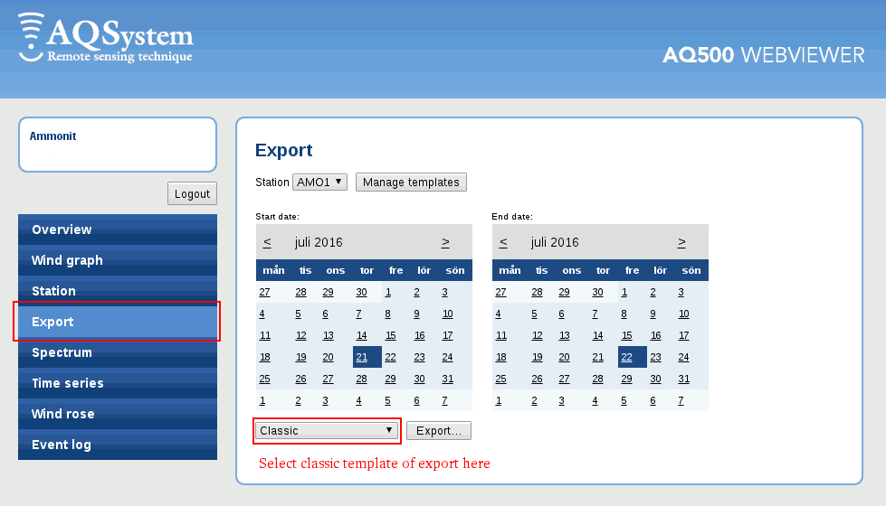 AQSystems webviewer "Classic" format export