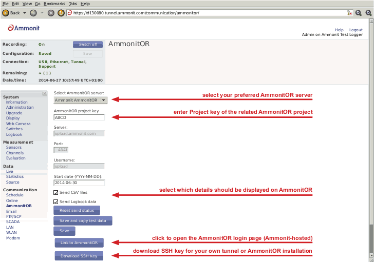 Configuring the Meteo-40 web interface