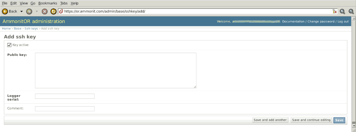 Add SSH key for a data logger