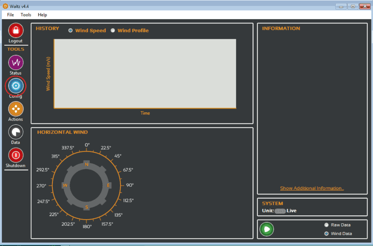 Main live menu of Waltz