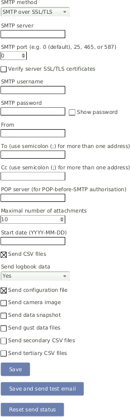 Screenshot of the Configuration of Email Parameters