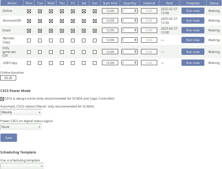 Screenshot of the Configuration