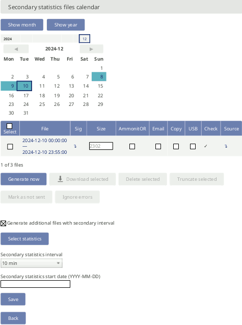 Screenshot of Secondary Statistics