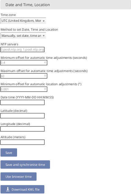 Configuring Date, Time and Location of the Data Logger