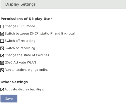 Permissions of Display User