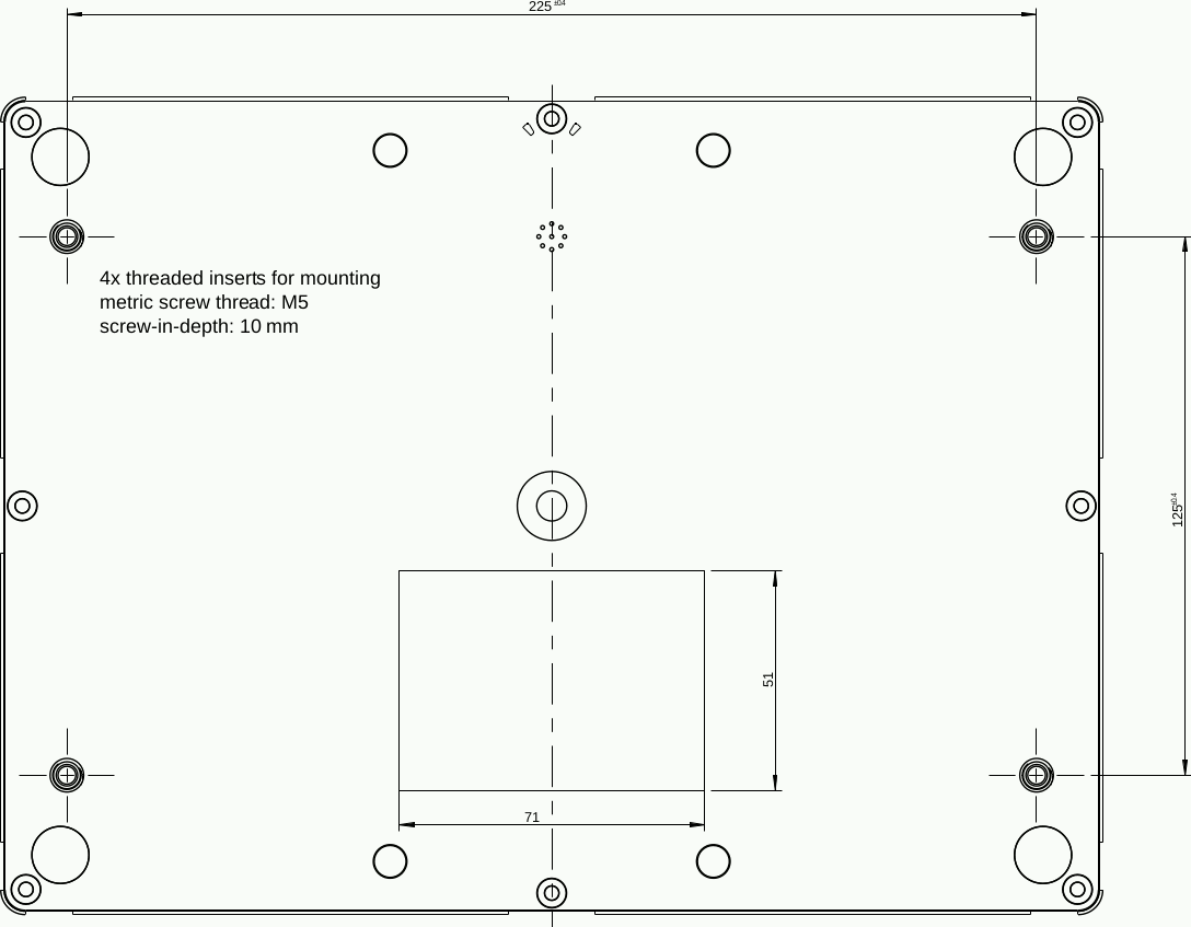 Dimensions for mounting threads.
