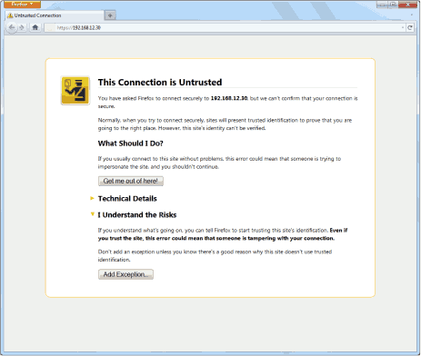Screenshot of Firefox Untrusted Connection Page