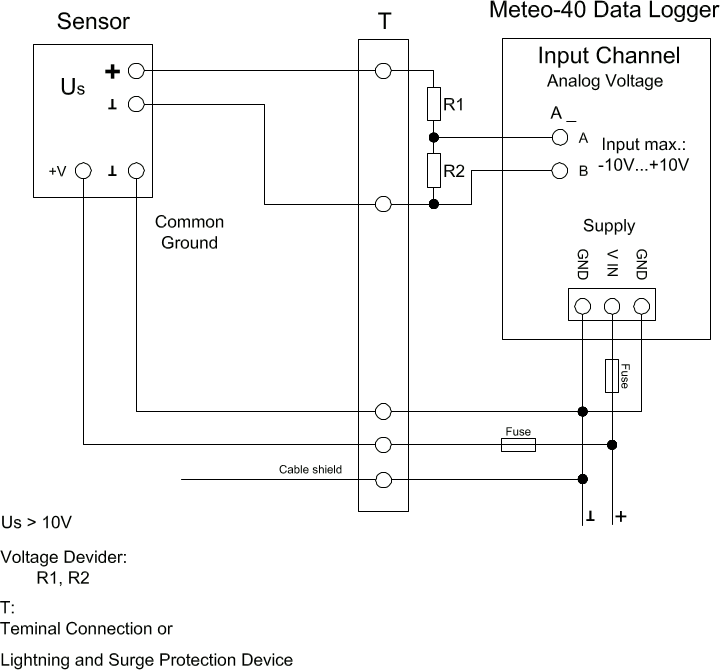 Electrical Connection Plan: Analog Voltage with Voltage Divider