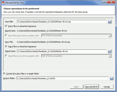 Screenshot of verifying test mails
