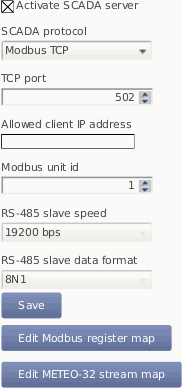 Screenshot of the Configuration for SCADA
