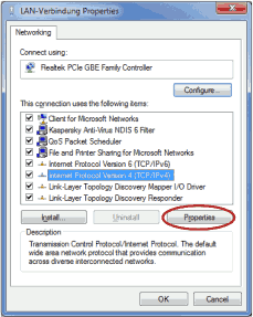 Screenshot of LAN Connection Properties