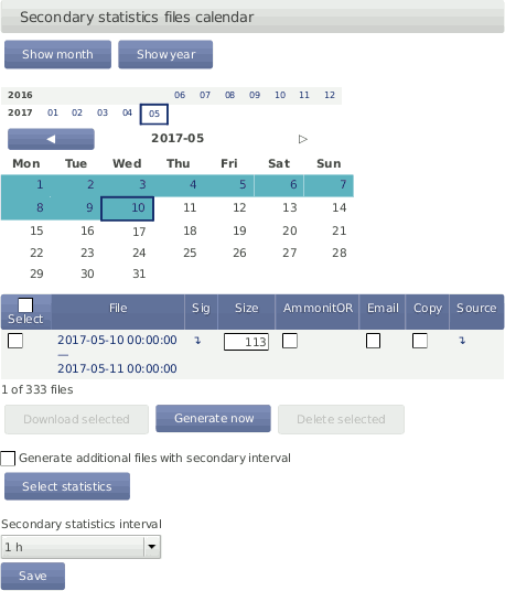 Screenshot of Secondary Statistics