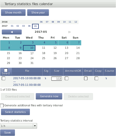Screenshot of Tertiary Statistics