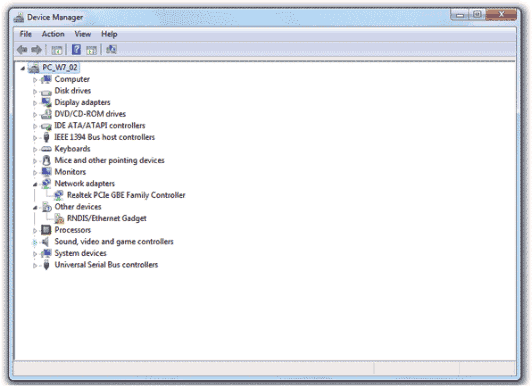 Screenshot of New USB Ethernet/ RNDIS Gadget in Device Manager