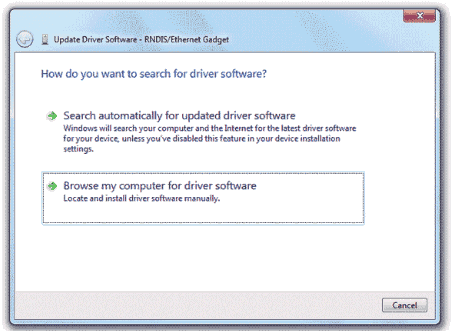 Screenshot of Update Driver Software dialog box