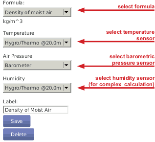Screenshot of the Evaluation Configuration for Air Density