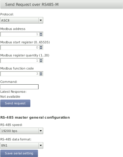 Screenshot of the RS485-M serial console