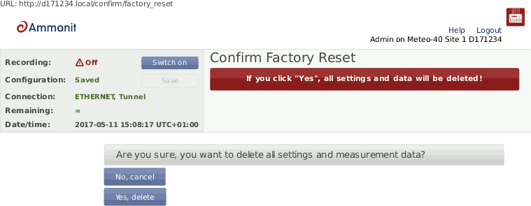 Confirmation prompt before factory reset