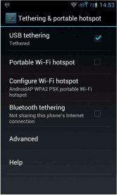 Tethering Settings of an Android™ smartphone