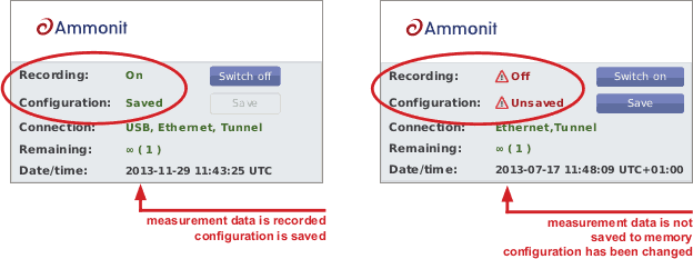Screenshot of Meteo-40 Status Box displaying Status of Recording
