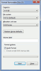 Formatting an USB flash drive with FAT32 file system on Windows™ PC