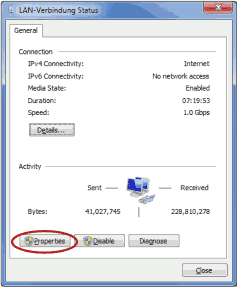 Screenshot of LAN Connection Status
