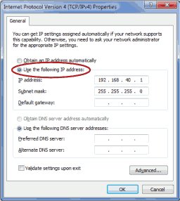 Screenshot of Internet Protocol Properties