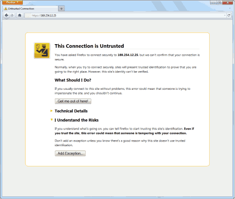 Screenshot of Firefox Untrusted Connection Page