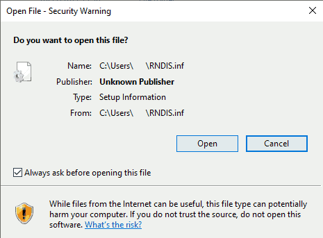 Confirm Security Warning