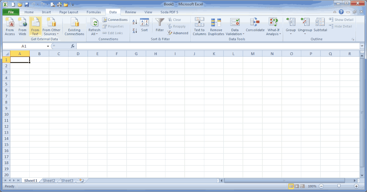 Picture of Microsoft Excel 2010™ External Data Import
